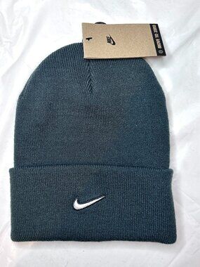 NEW Men's NIKE Originals Dark Teal Sport Beanie Hat Swoosh Athletic Logo